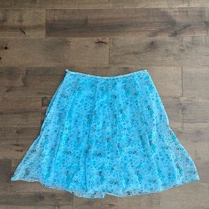 Elegant Floral Skater Skirt in Blue